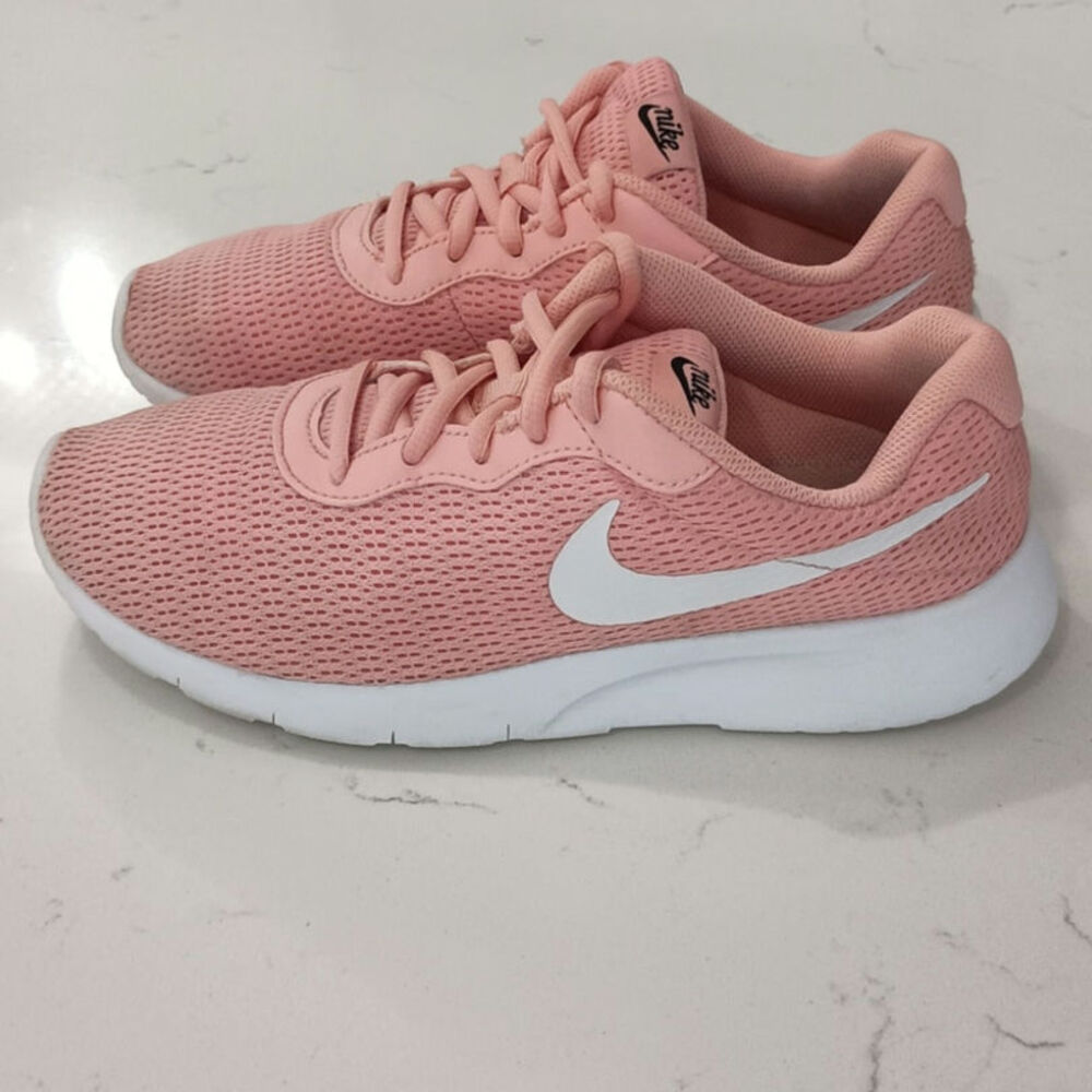 Nike Tijuan pink and white mesh athletic running sneaker Sz 6.5 Y-8 W - Picture 2 of 8